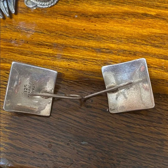 Vintage 925 silver Mexico dangle pierced earrings jewelry - Picture 8 of 13